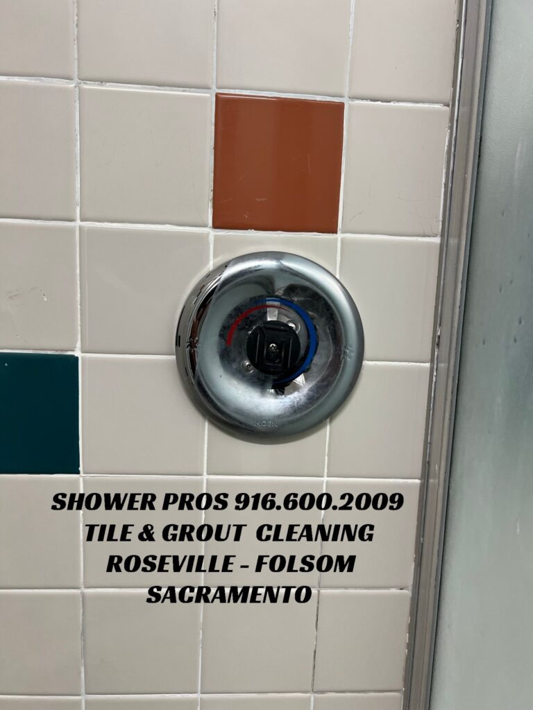 Tile repair at shower valve 24 hour fitness gym