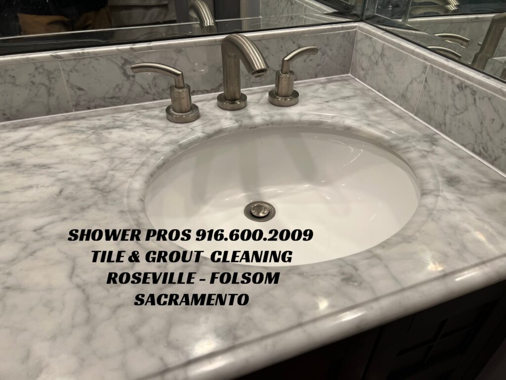 Marble cleaning and caulking done by shower pros of roseville californina