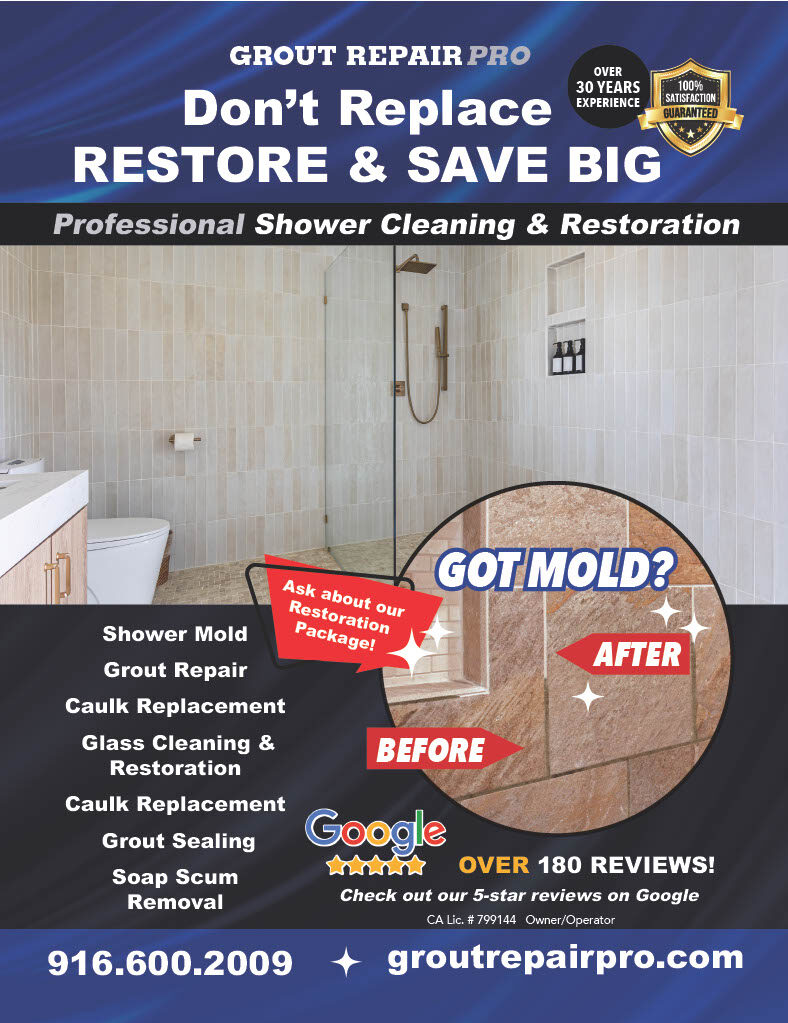 Making Showers New Again - Mold - Grout - Caulk - El Dorado Hills - Folsom - Cameron Park - Roseville